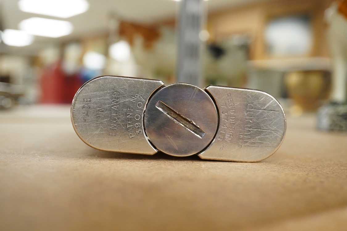 A Dunhill silver plated lift-arm table lighter, 10cm